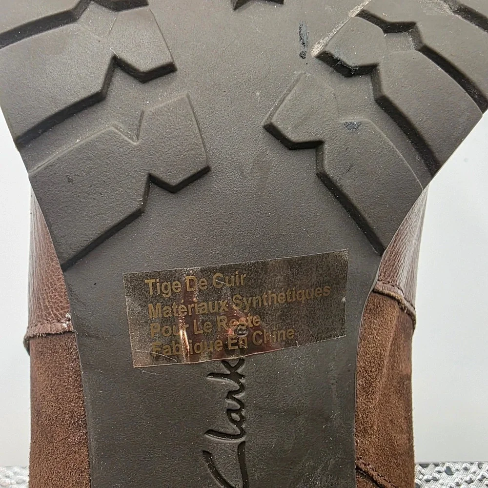 Clarks Artisan Brown Leather Suede Ankle Boots Block Heel 26103398 Womens 10